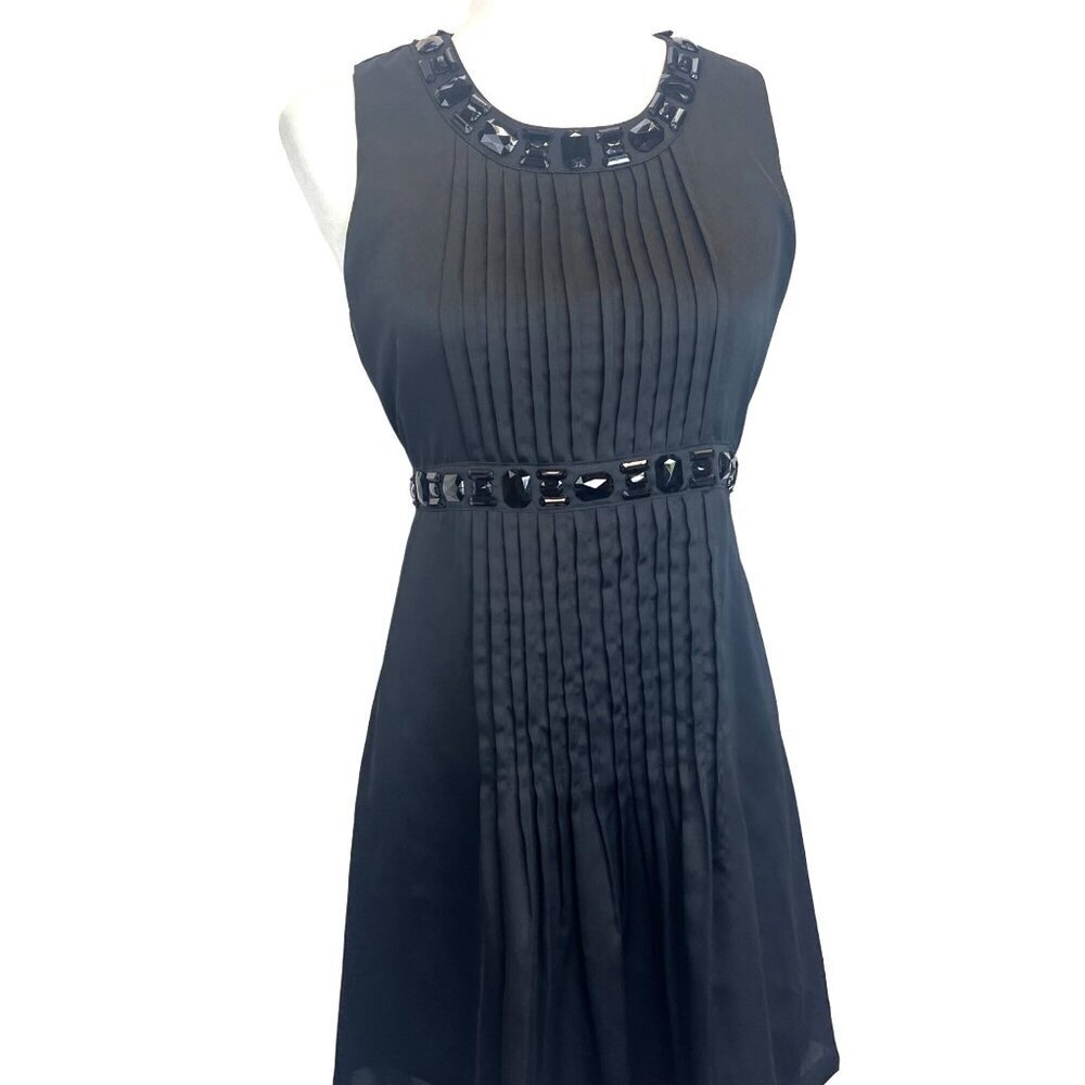 213 Dress Black Y2K Jeweled Embellished Sleeveless Black Dress Size M Evening